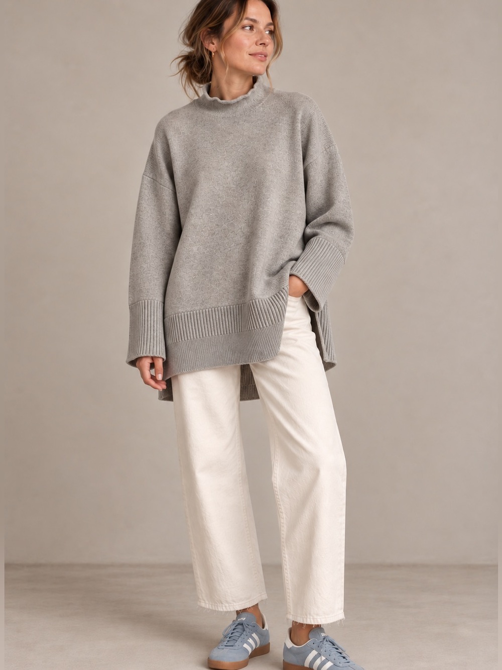 Moth for Anthropologie Saskia Oversized Mock Neck Sweater – M
